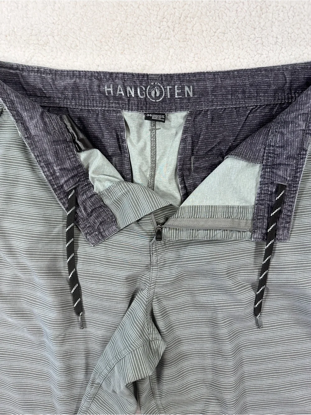 Hang Ten Men's Gray Striped Casual Board Shorts